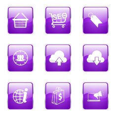SEO Internet Sign Square Vector Violet Icon Design Set 7 N6