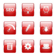 SEO Internet Sign Square Vector Red Icon Design Set 8 N6