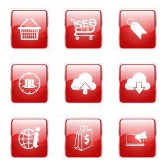 SEO Internet Sign Square Vector Red Icon Design Set 7 N5