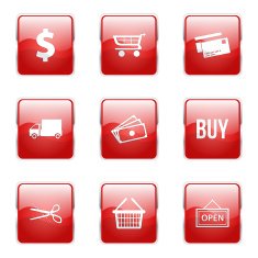 Shopping Sign Square Vector Red Icon Design Set N6