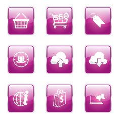 SEO Internet Sign Square Vector Pink Icon Design Set 7 N6