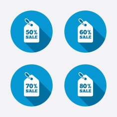 Sale price tag icons Discount symbols N52