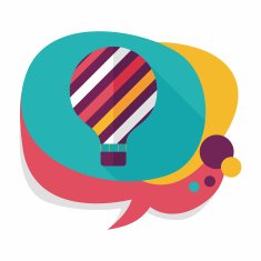 Hot Air Balloon flat icon with long shadow N37