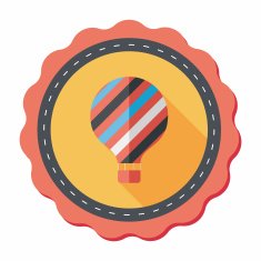 Hot Air Balloon flat icon with long shadow N39