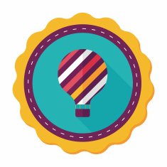 Hot Air Balloon flat icon with long shadow N40