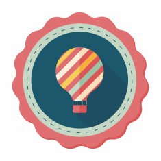Hot Air Balloon flat icon with long shadow N41