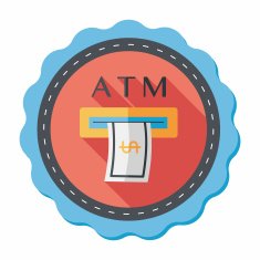 atm flat icon with long shadow N8