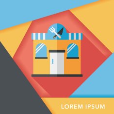 Building restaurant flat icon with long shadow eps10 N16