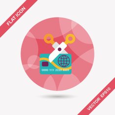 credit card flat icon with long shadow eps10 N17