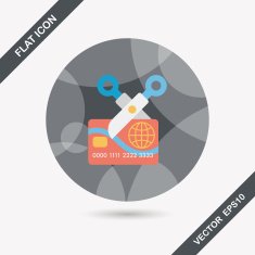 credit card flat icon with long shadow eps10 N18