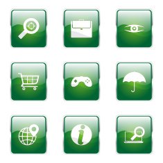 SEO Internet Sign Square Vector Green Icon Design Set 10 N6