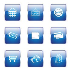Shopping Sign Square Vector Blue Icon Design Set 2 N5