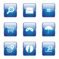 SEO Internet Sign Square Vector Blue Icon Design Set 10 N6