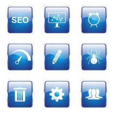 SEO Internet Sign Square Vector Blue Icon Design Set 8 N5