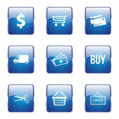 Shopping Sign Square Vector Blue Icon Design Set N5
