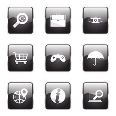 SEO Internet Sign Square Vector Black Icon Design Set 10 N6