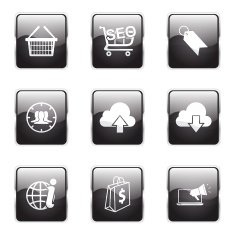 SEO Internet Sign Square Vector Black Icon Design Set 7 N5