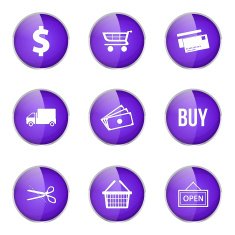 Shopping Sign Violet Vector Button Icon Design Set N6