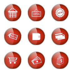 Shopping Sign Red Vector Button Icon Design Set 2 N5
