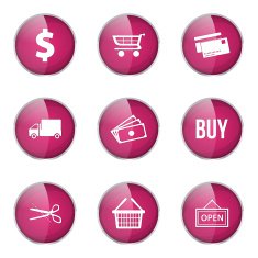 Shopping Sign Pink Vector Button Icon Design Set N6
