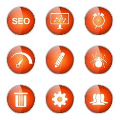 SEO Internet Sign Orange Vector Button Icon Design Set 8 N4