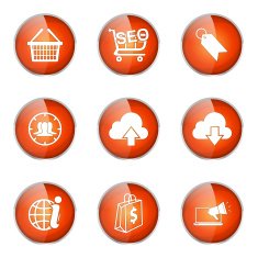SEO Internet Sign Orange Vector Button Icon Design Set 7 N5