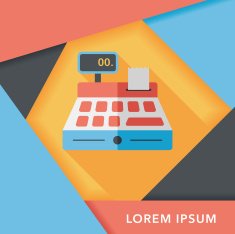 shopping cash register flat icon with long shadow eps10 N14