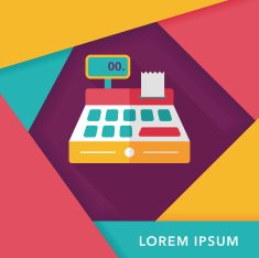 shopping cash register flat icon with long shadow eps10 N15