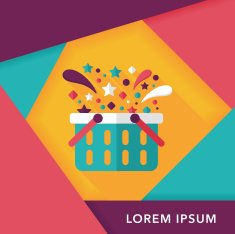 shopping basket flat icon with long shadow eps10 N12