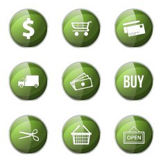 Shopping Sign Green Vector Button Icon Design Set N6