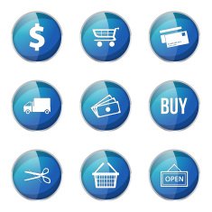 Shopping Sign Blue Vector Button Icon Design Set N5