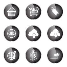 SEO Internet Sign Black Vector Button Icon Design Set 7 N6