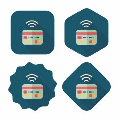 credit card flat icon with long shadow eps10 N39