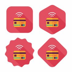 credit card flat icon with long shadow eps10 N42