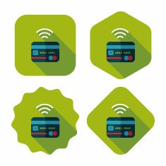 credit card flat icon with long shadow eps10 N48