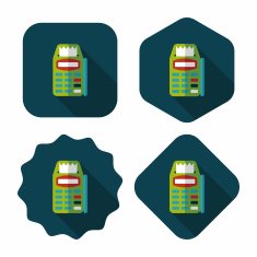 Credit card machine flat icon with long shadow eps10 N19