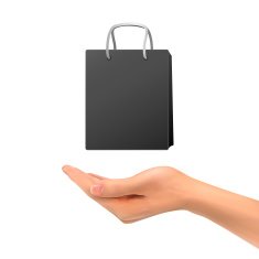 3d hand holding black bag N2