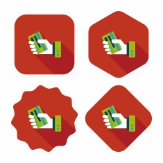 credit card flat icon with long shadow eps10 N63