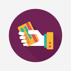 credit card flat icon with long shadow eps10 N66