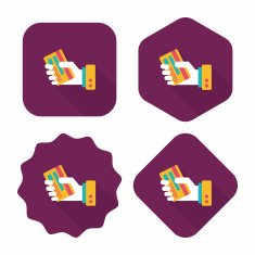 credit card flat icon with long shadow eps10 N67