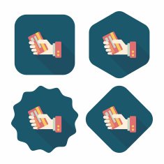 credit card flat icon with long shadow eps10 N70