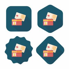 credit card flat icon with long shadow eps10 N73
