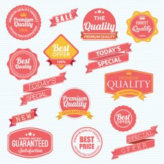 Set of vector stickers and ribbons N3