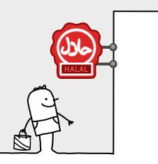 man & halal store sign