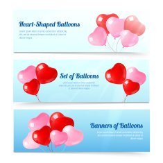 Colorful balloons horizontal banners set N2