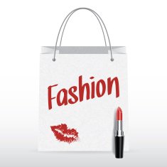 Vector shopping bag with lipstick Fashion inscription N2