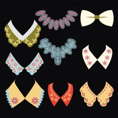 vintage style collars on black background N2