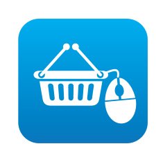 Online shopping on blue flat button clean vector N2