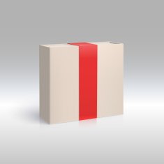 Vertical box with red ribbon