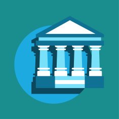 bank icon with long shadow